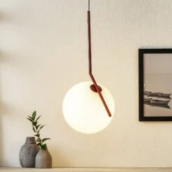 FLOS IC S2 Designer-Hängeleuchte, Rot Ø 30 Cm