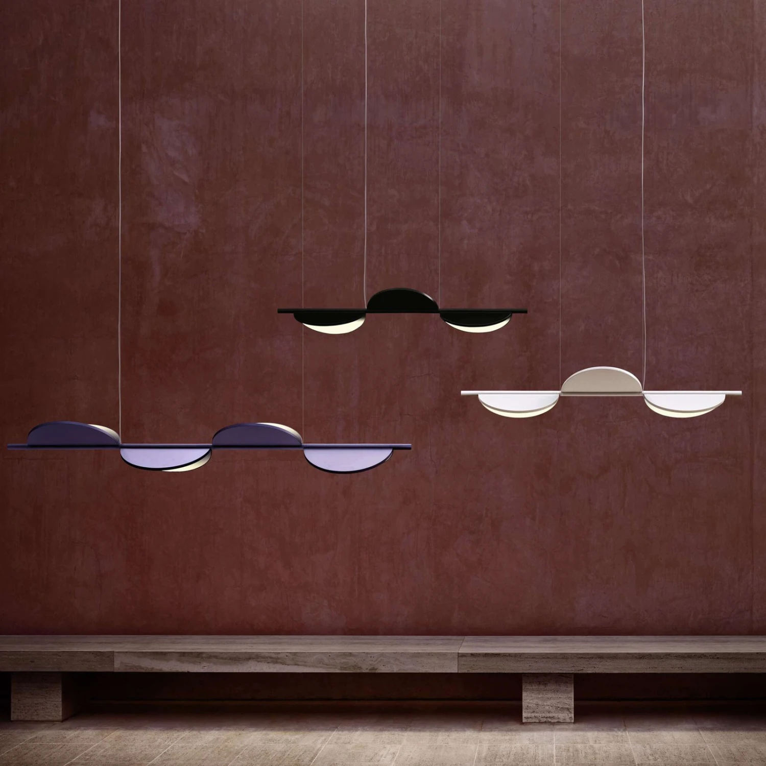 FLOS Almendra Linear LED-Hängelampe 3fl, Weiß 4 FLOS Almendra Linear LED-Hängelampe 3fl, Weiß – Bild 4