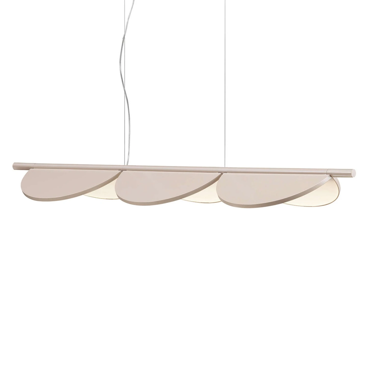 FLOS Almendra Linear LED-Hängelampe 3fl, Rosa 1 FLOS Almendra Linear LED-Hängelampe 3fl, Rosa