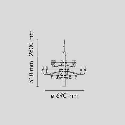 Flos 2097/18 Sarfatti Kronleuchter, Schwarz Matt 4 Flos 2097/18 Sarfatti Kronleuchter, Schwarz Matt – Bild 4